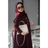 Maroon striped abaya