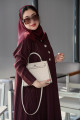 Maroon striped abaya