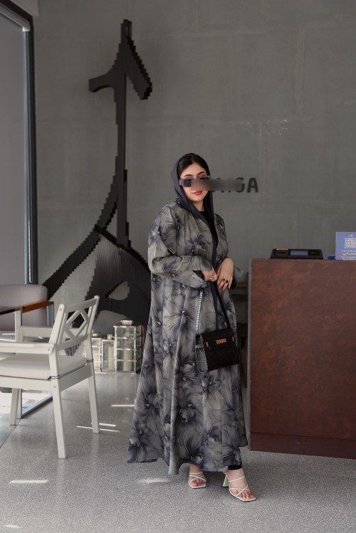 Gray viscose abaya