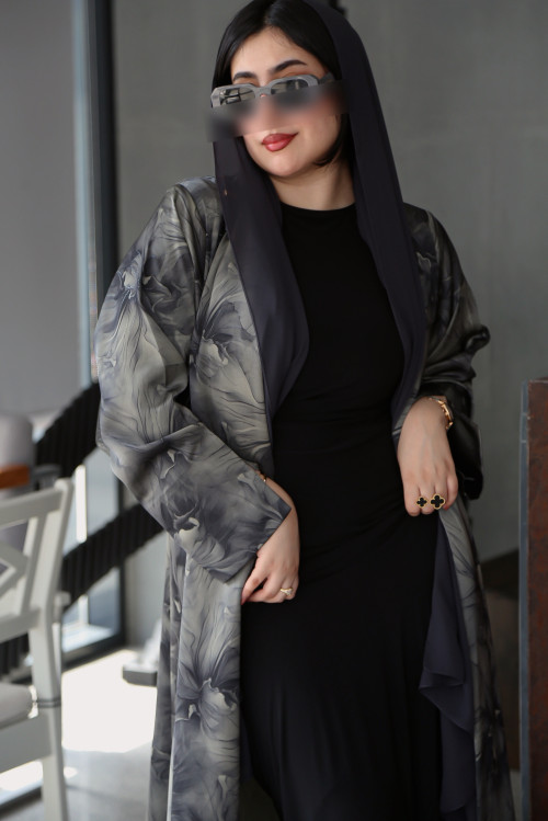 Gray viscose abaya