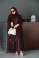 Maroon striped abaya