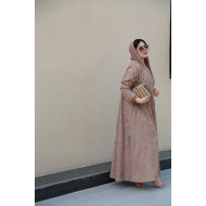 Flesh-colored lace abaya