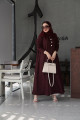 Maroon striped abaya