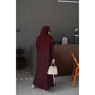 Maroon striped abaya