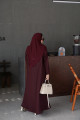 Maroon striped abaya