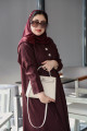 Maroon striped abaya