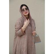 Flesh-colored lace abaya