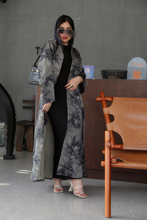 Gray viscose abaya