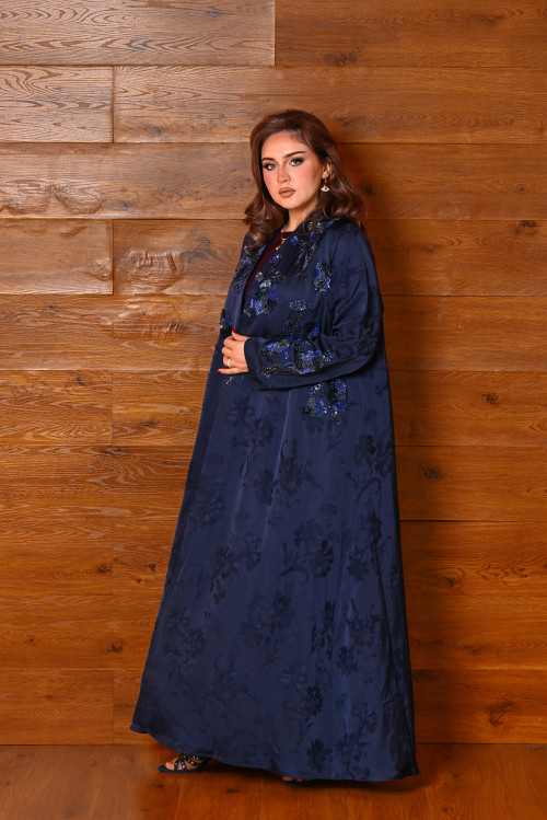 عباية فيسكوز-  Navy Floral