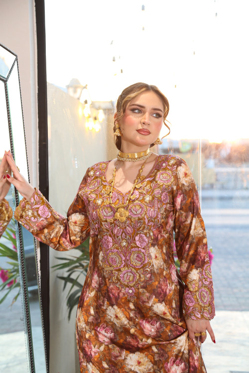 مخور  جاكارد  لامع- Brown Pink