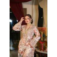 مخور  جاكارد  لامع- off white roses