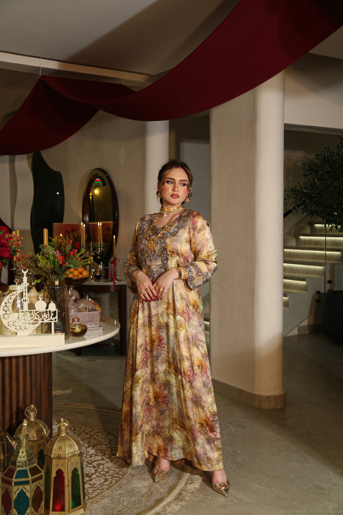 مخور  جاكارد طبيعي فاخر- Golden Flowers 