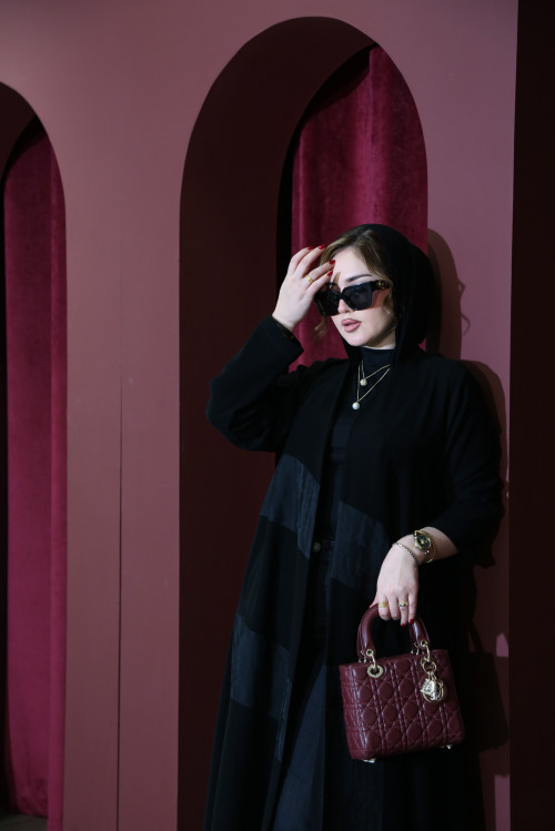 عباية بدمج جاكارد رخامي