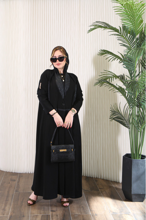 عباية بدمج جاكارد مع كريب 