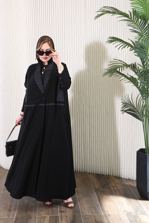 عباية بدمج جاكارد مع كريب 