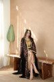 Red embroidered velvet bisht