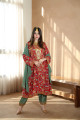 Red Balochi traditional dress with trousers