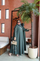 Gray-green practical abaya