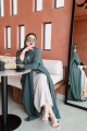 Gray-green practical abaya