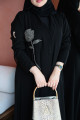 Silver Crystal Rose Abaya