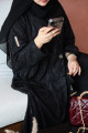 Luxurious black French lace abaya