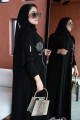 Silver Crystal Rose Abaya