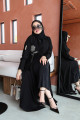Silver Crystal Rose Abaya