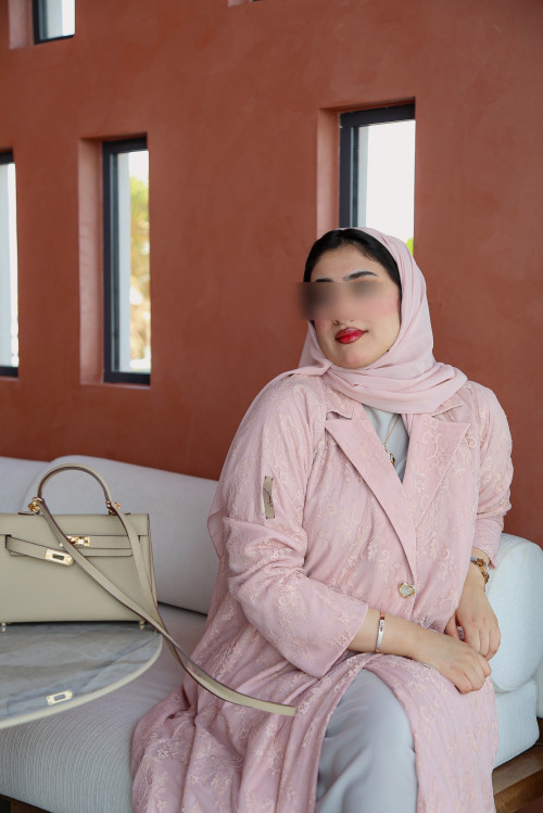Luxurious French lace abaya in cashmere colour
