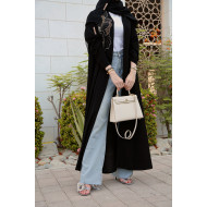 Embroidered rose abaya