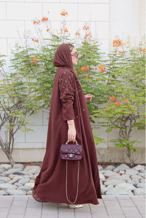 Al Fakhama Abaya - Chestnut Brown