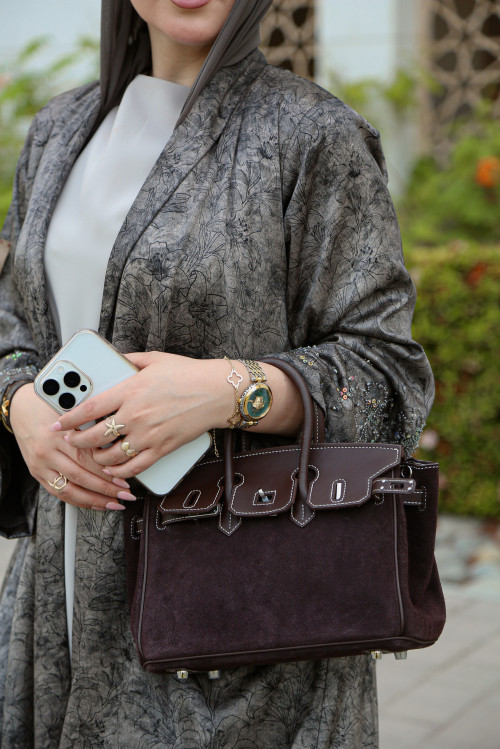 Floral printed abaya (Smoky Sands)