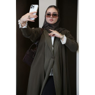 عباية زيتي مقلمة