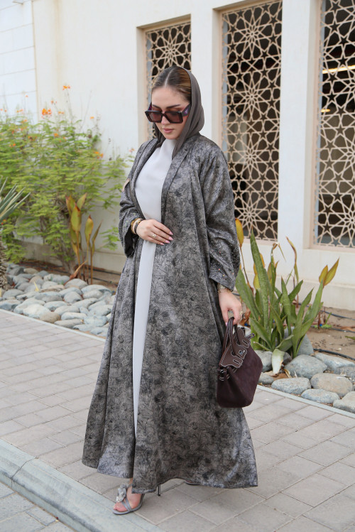 Floral printed abaya (Smoky Sands)