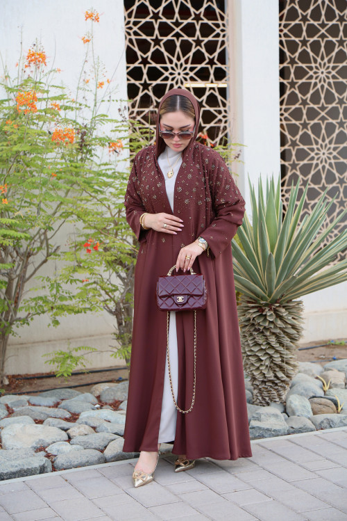 Al Fakhama Abaya - Chestnut Brown