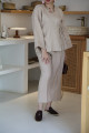 Beige Linen Side Wrap Blouse Set
