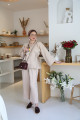 Beige Linen Side Wrap Blouse Set