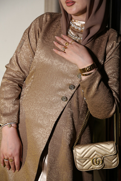 عبايه بروكارد- Golden Beige