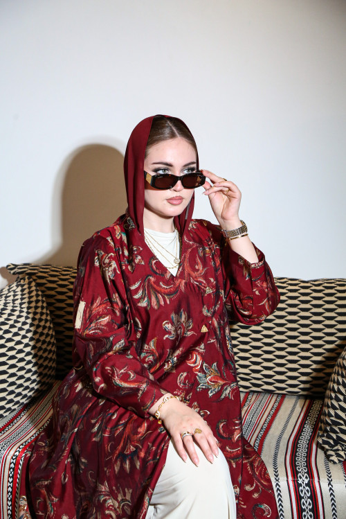 عباية الورود- Deep Crimson