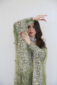 A luxurious Gulf dress in olive aquamarine color