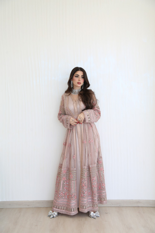 Kaftan dress with Indian embroidery