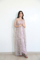 Mauve color dress with tulle bisht