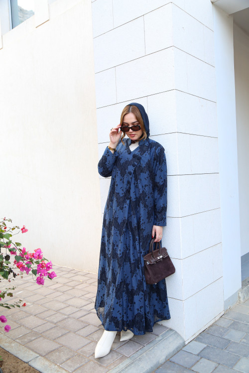 عباية دانتيل فاخرة - Perfect Blue