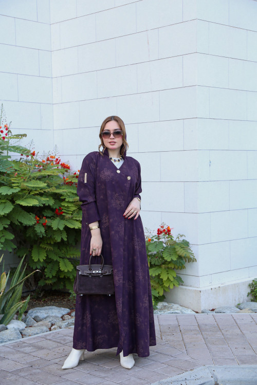 عباية بنفسجية بالزهور