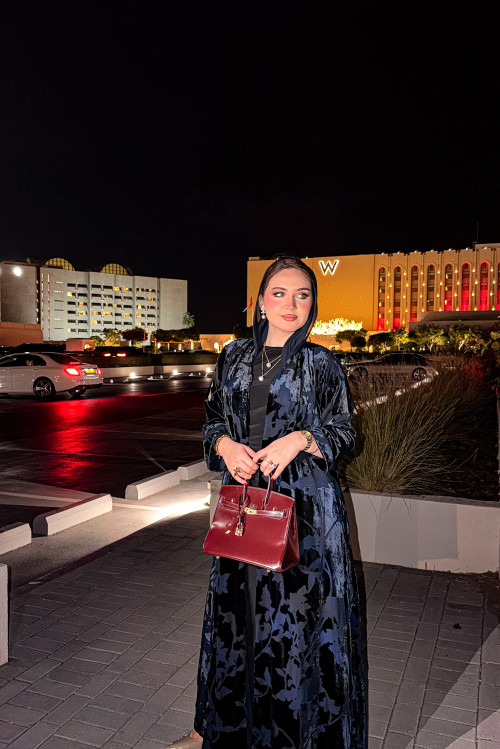 عباية  مخملية- Marin Blue