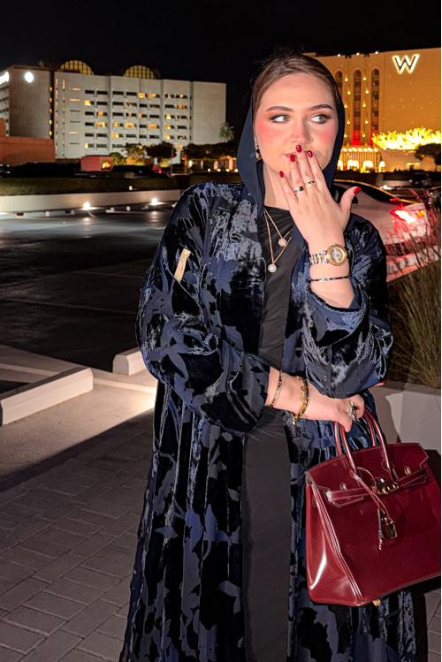 عباية  مخملية- Marin Blue