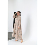 Beige satin silk abaya