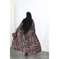 Colorful roses abaya - black background