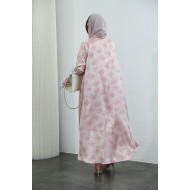 Pink satin silk abaya