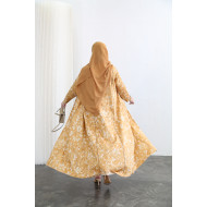 White floral abaya - caramel