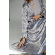 Metallic blue satin silk abaya